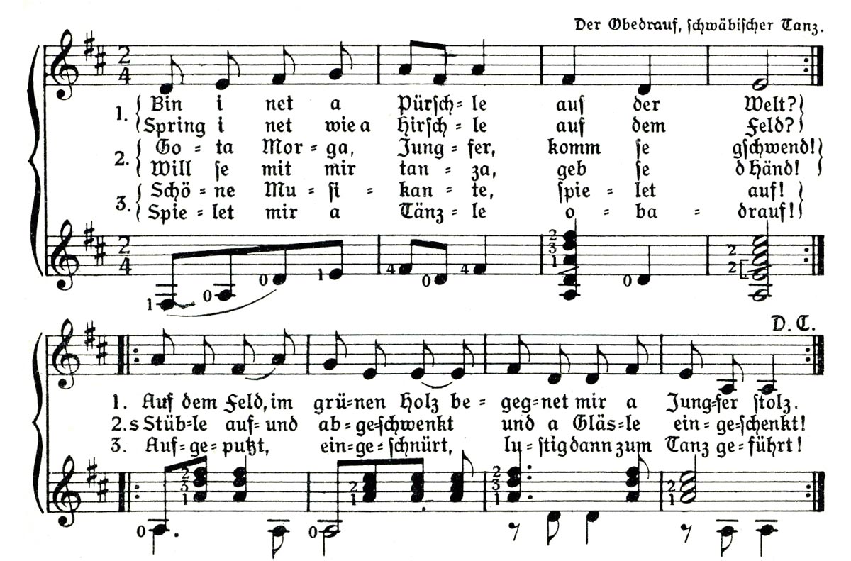 Tanzlied von 1911 im „Zupfgeigenhansl“, Seite 262