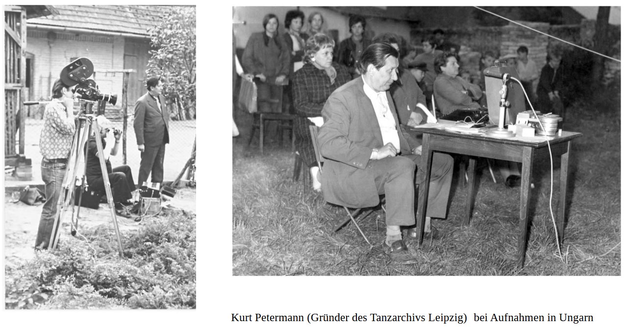 Kurt Petermann (Gründer des Tanzarchivs Leipzig) bei Aufnahmen in Ungarn